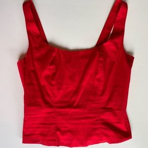 Banana republic bright red fitted tank with ruched back